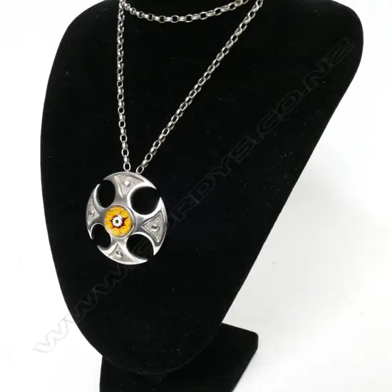 A silver and millefiorè pendant