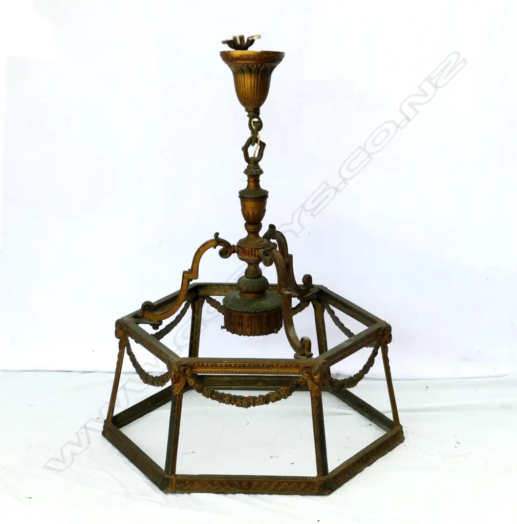 A vintage brass hanging light fitting Image 1++