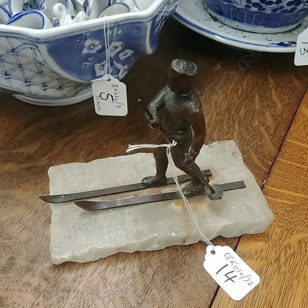 BRONZE SKIER ON PLINTH Image 1++