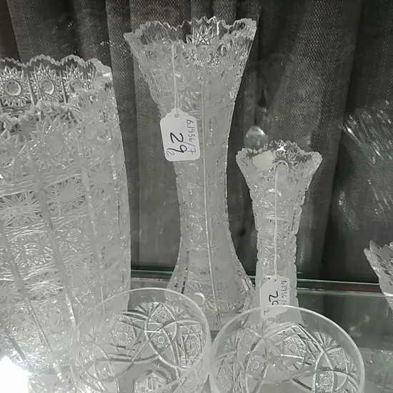 2 BOHEMIAN CUT CRYSTAL VASES