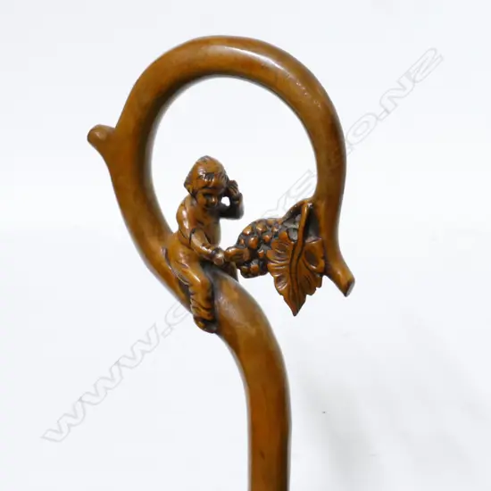 A European fruitwood handled walking cane