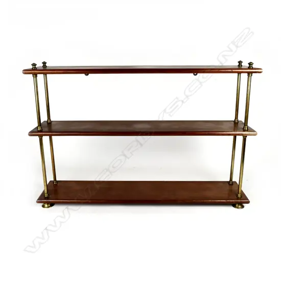 BRASS AND WOOD SHELVES