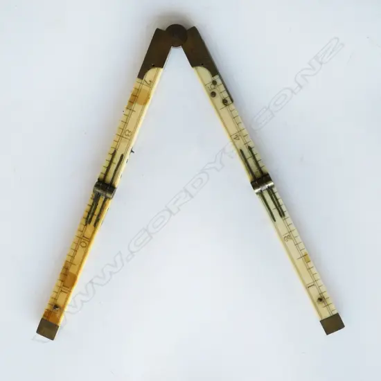 E. Preston 12" Folding Ivory Ruler (with nickel silver repair)