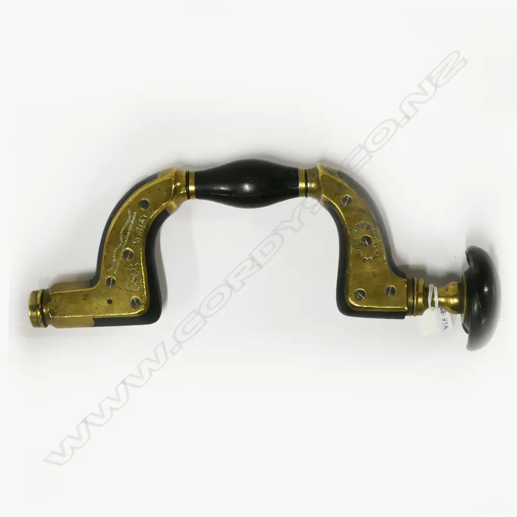 Marples, Ebony & Brass Ultimatum Framed Brace, made in Sheffield, England. (mushroom chipped). H335mm Image 1++