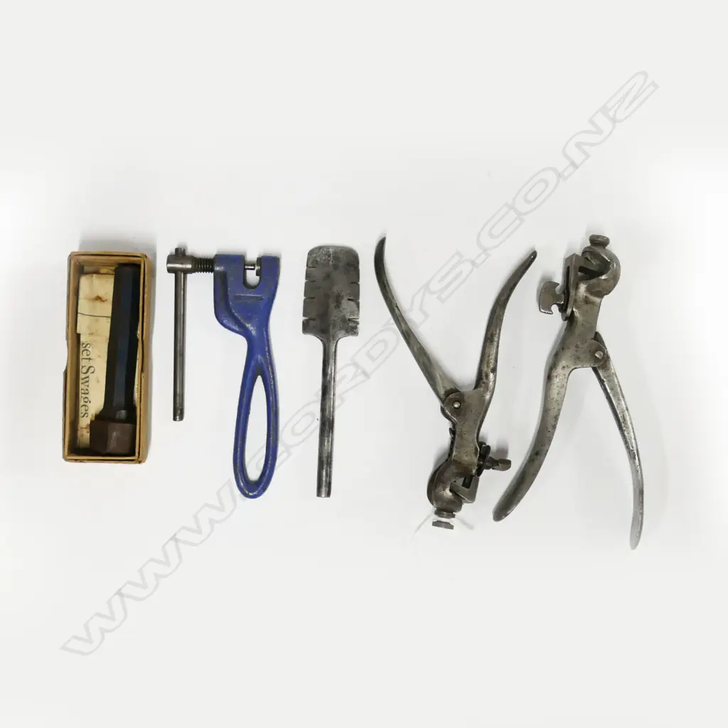 Marples Saw Set, another saw set, an upset swage and an Aitkins saw hole punch (5) Image 1++