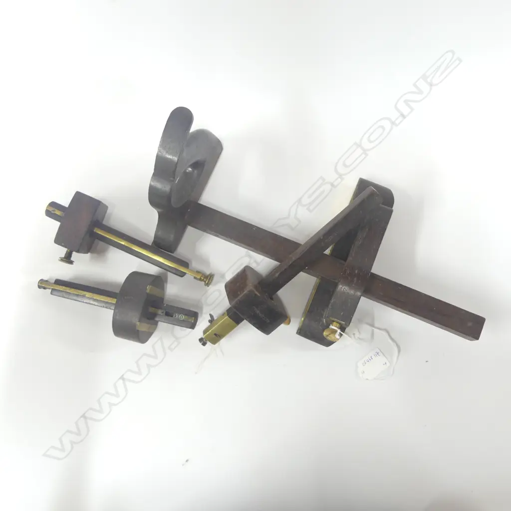 Unknown Cam Lock Rosewood Panel Gauge and three rosewood & brass scribers Image 1++