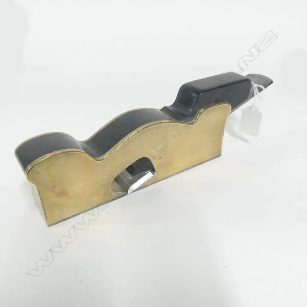 Unknown maker, Ebony and Brass Infill Shoulder Plane with Steel sole. Owner's name "C. Blount' engraved to side. Overall L.275mm Image 1++