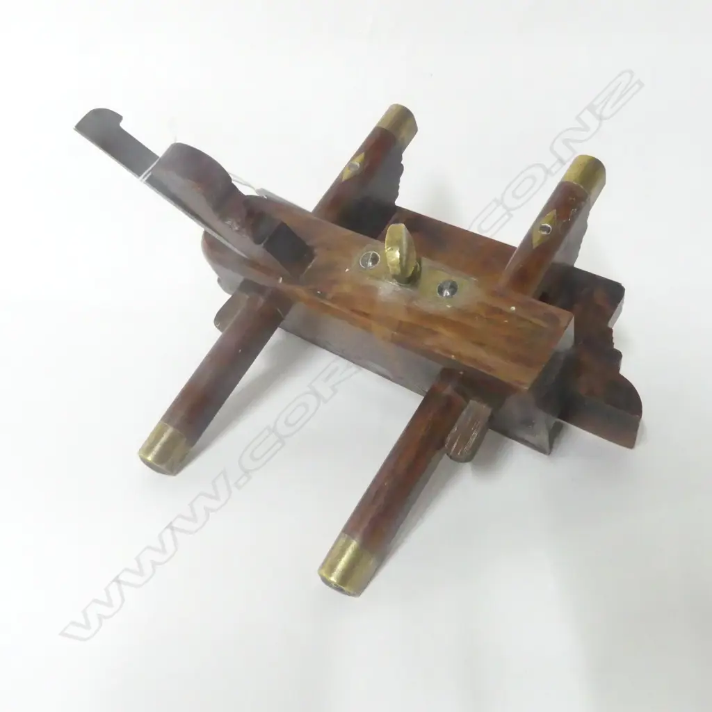 Unknown maker, Beech? and Brass Plough Plane. L.220mm Image 1++