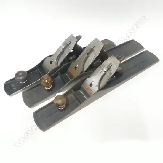 Unknown No. 7 Jointer Plane + 2 Record No. 8 Jointer Planes. L.605mm