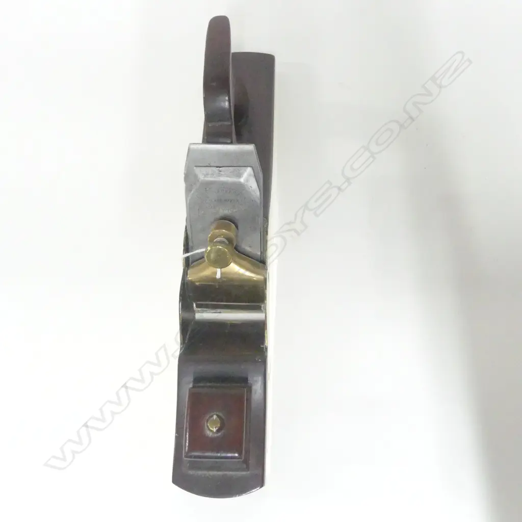 Unknown 17 Inch Dovetailed Brass and Rosewood Infill Panel Plane. Handle repair. L.440mm Image 1++
