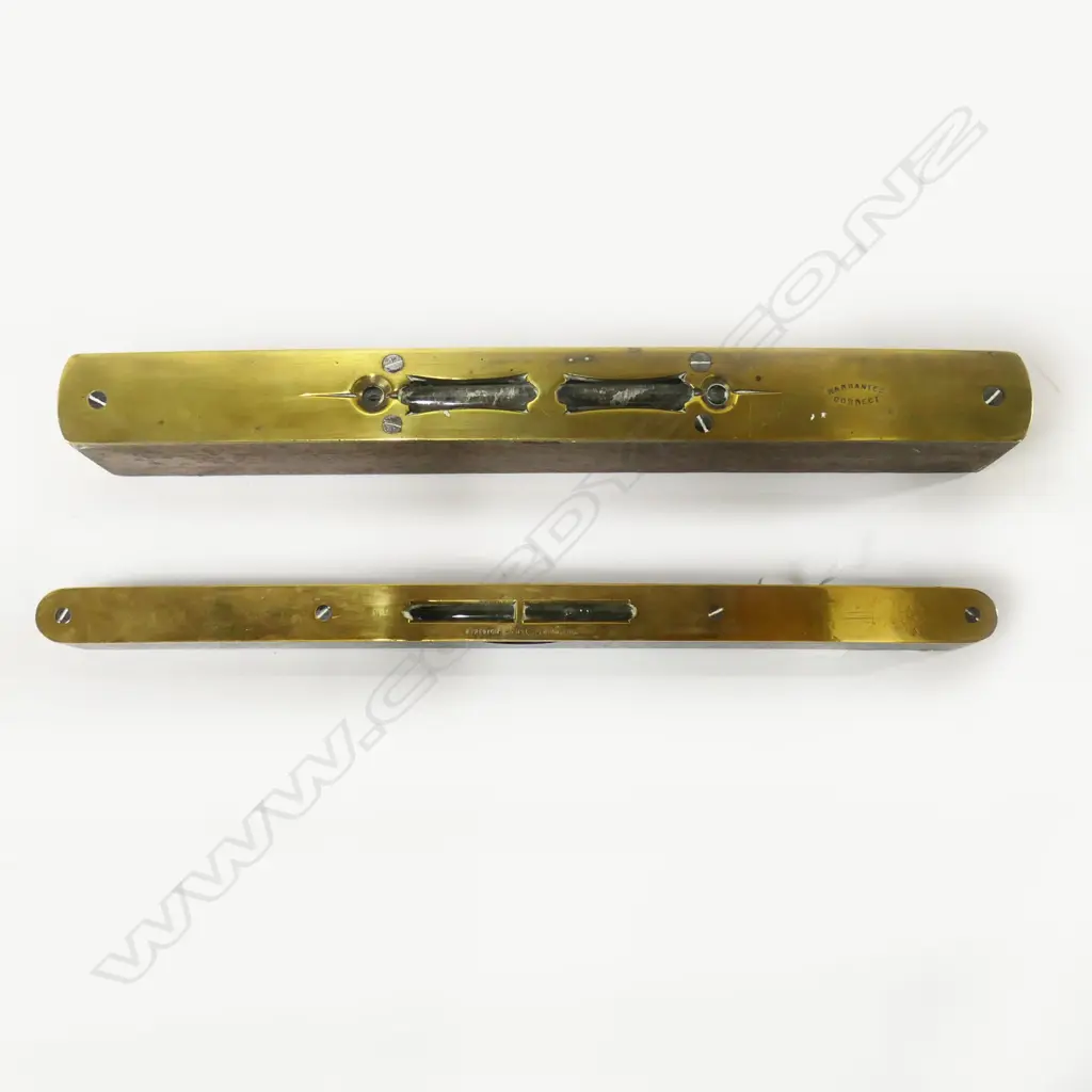 Preston 12" brass & ebony level and Rabone-style 12" brass & walnut level (2) Image 1++