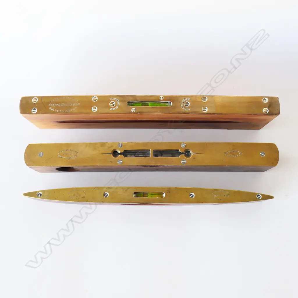 Lovatt; Rabone; and Marples 12" brass capped levels. (3) Image 1++