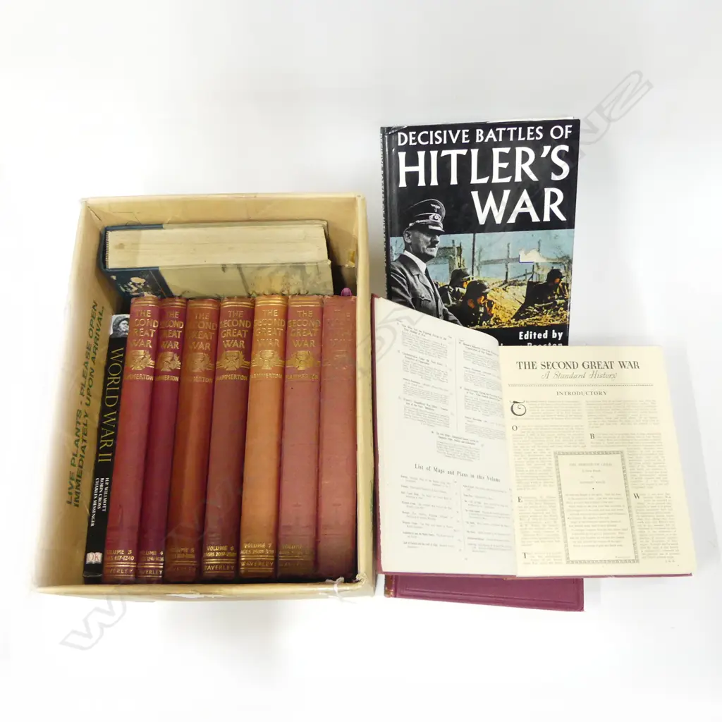 9 volume set 'The Second Great War', A Standard History. Edited by Sir John Hammerton. Plus other war books. Image 1++