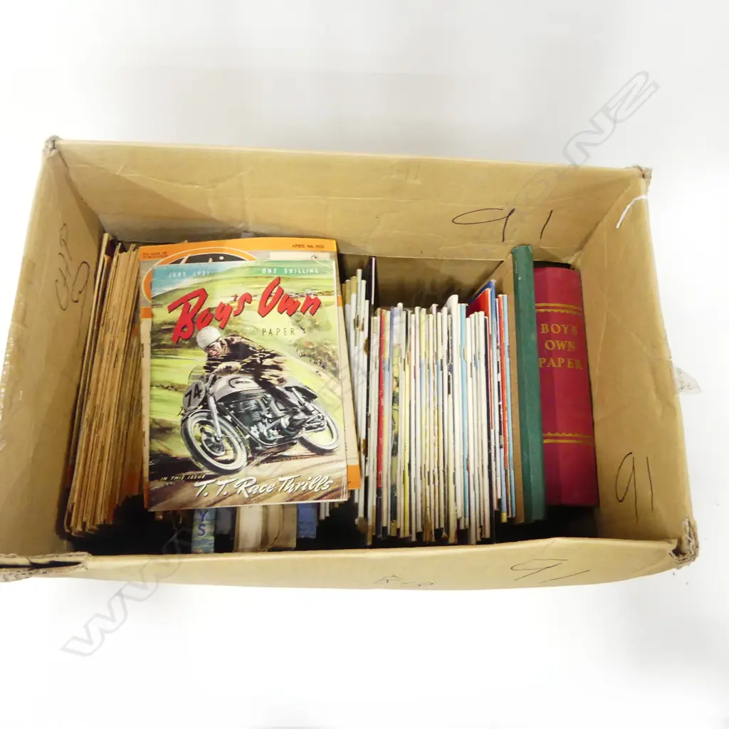 Box of 1950s publications incl multiples of the 'Boys Own Paper' and 'Hobbies Weekly' Image 1++