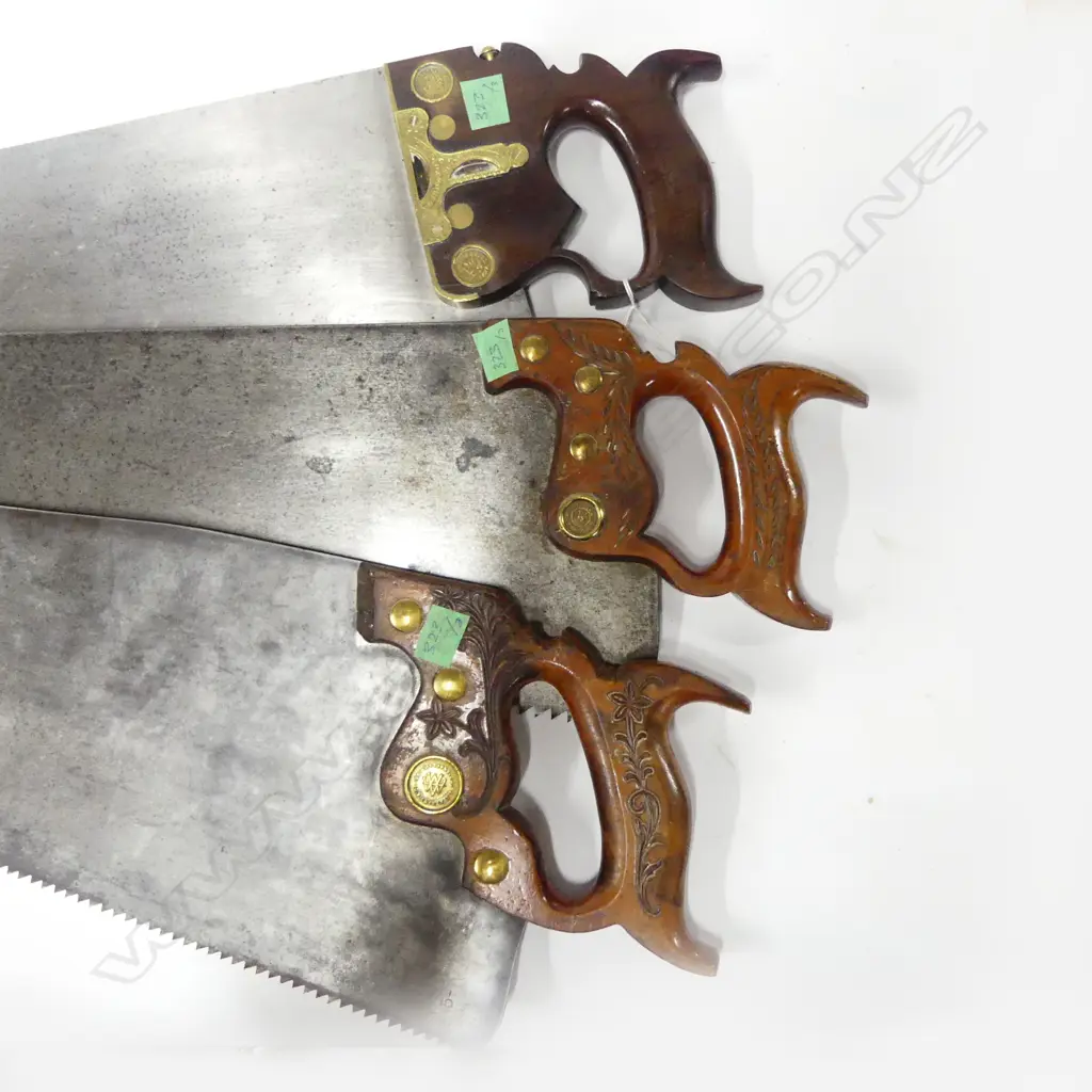 Disston & Morss No.43 combination panel saw and level, c.1858; another Disston saw and an Atkins & Co panel saw (3) Image 1++