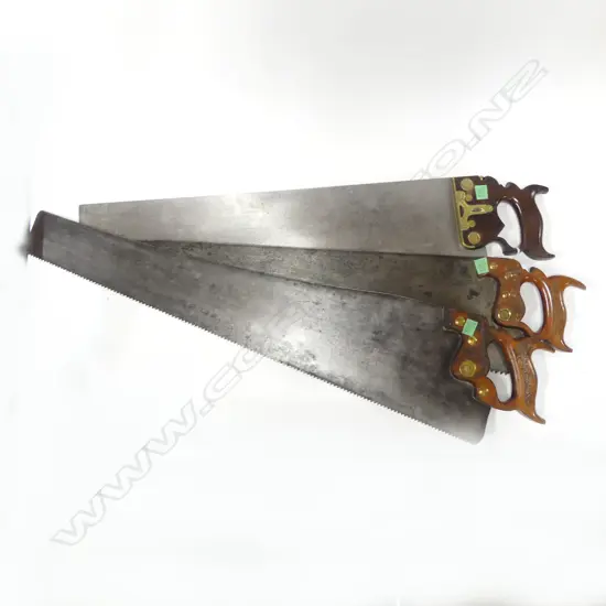 Disston & Morss No.43 combination panel saw and level, c.1858; another Disston saw and an Atkins & Co panel saw (3)