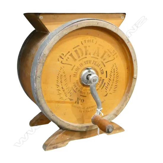A vintage 'The Ideal Made in New Zealand No.1' butter churn,