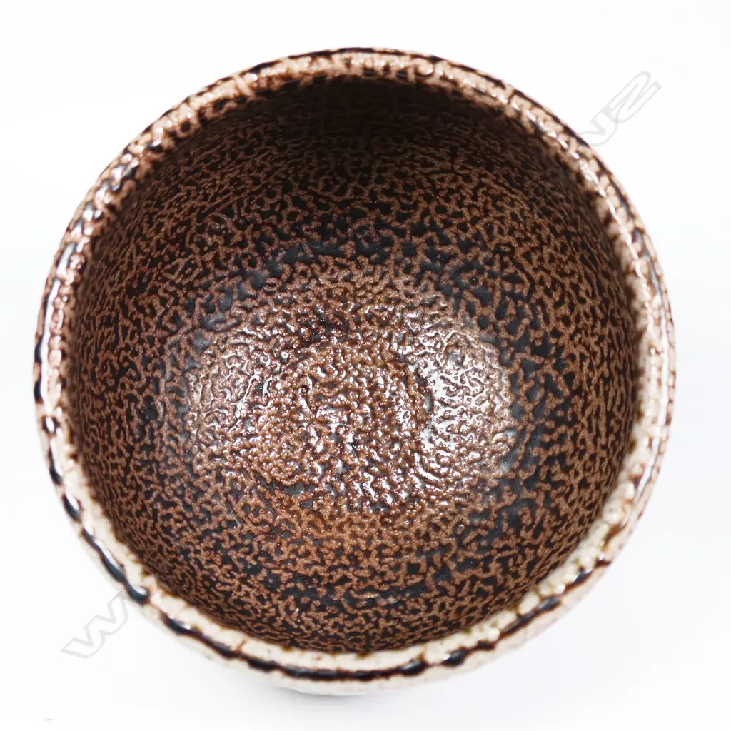 Early Mirek Smisek Salt Gazed Bowl. Cut sides pedestal base Dia.165mm. H.128mm. Image 1++