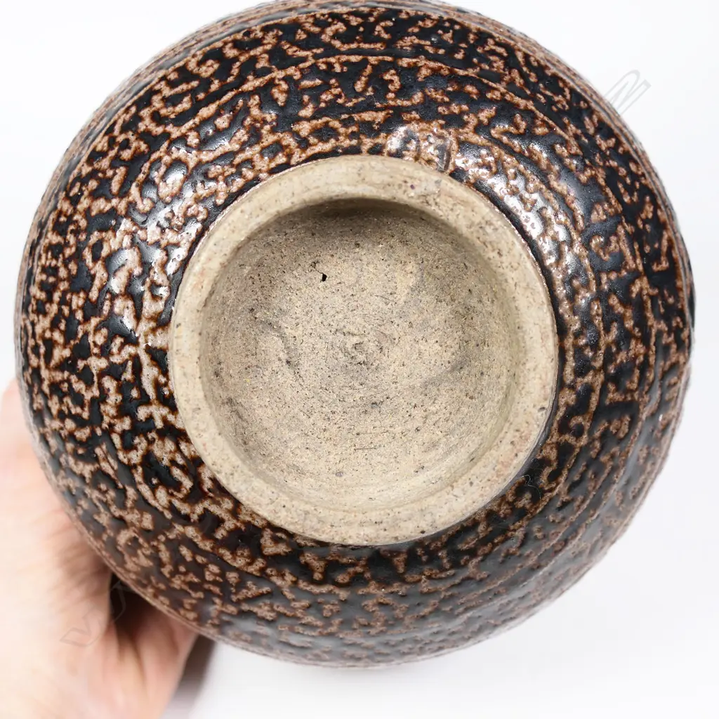 Early Mirek Smisek Salt Gazed Bowl. Cut sides pedestal base Dia.165mm. H.128mm. Image 1++