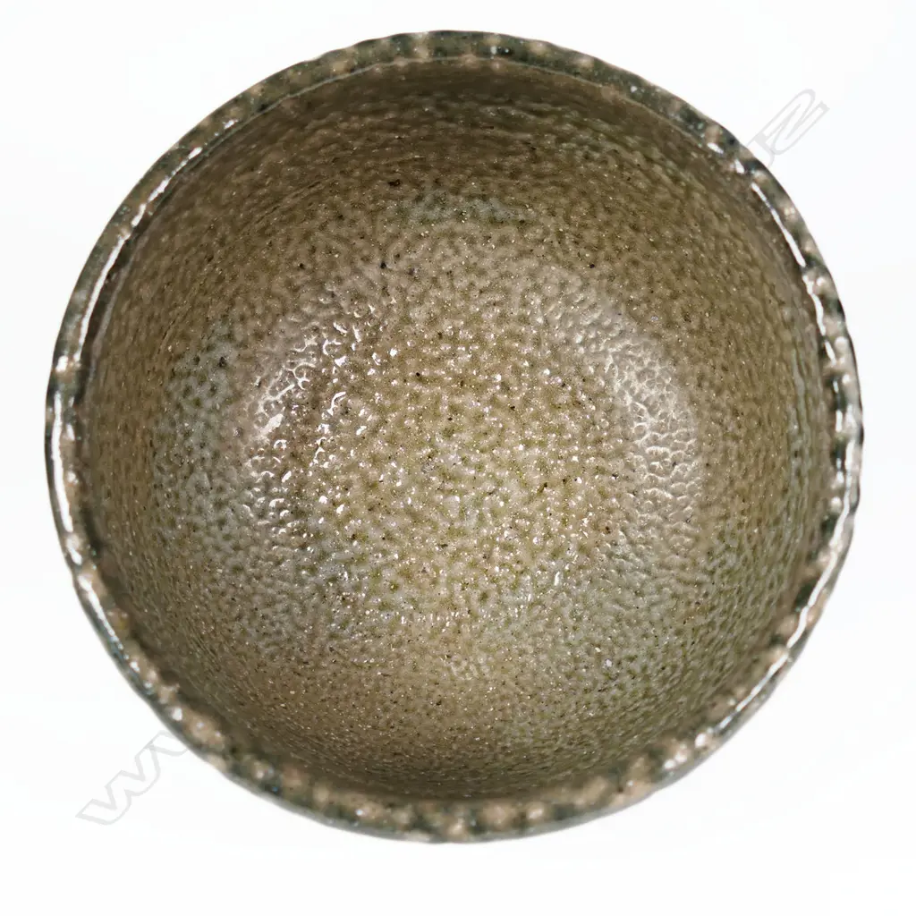 Early Mirek Smisek Salt Glazed Bowl. Cut sides pedestal base. Dia.165mm. H.122mm. Image 1++