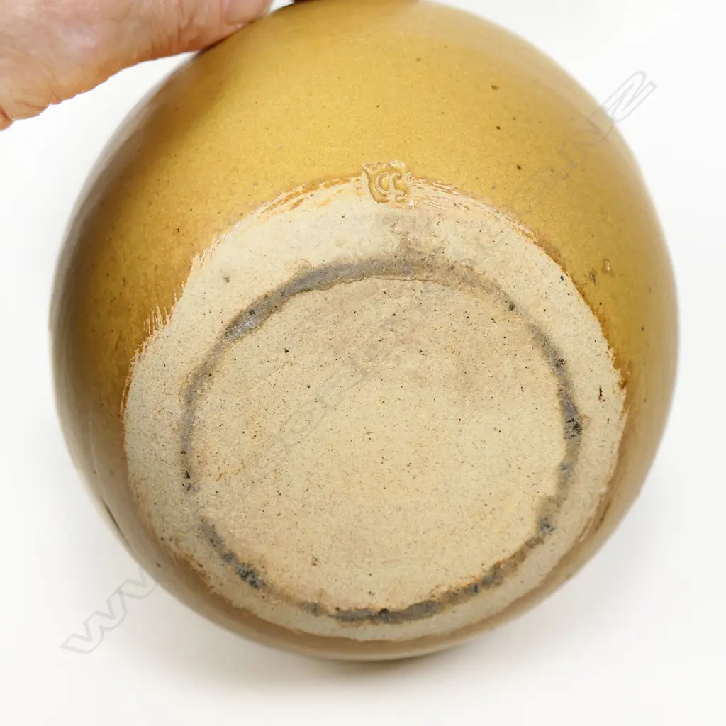 Len Castle Ceremonial Pourer Flask. Tan glaze. Small repair. H.220mm Image 1++