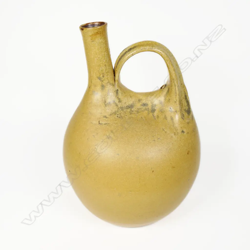 Len Castle Ceremonial Pourer Flask. Tan glaze. Small repair. H.220mm Image 1++