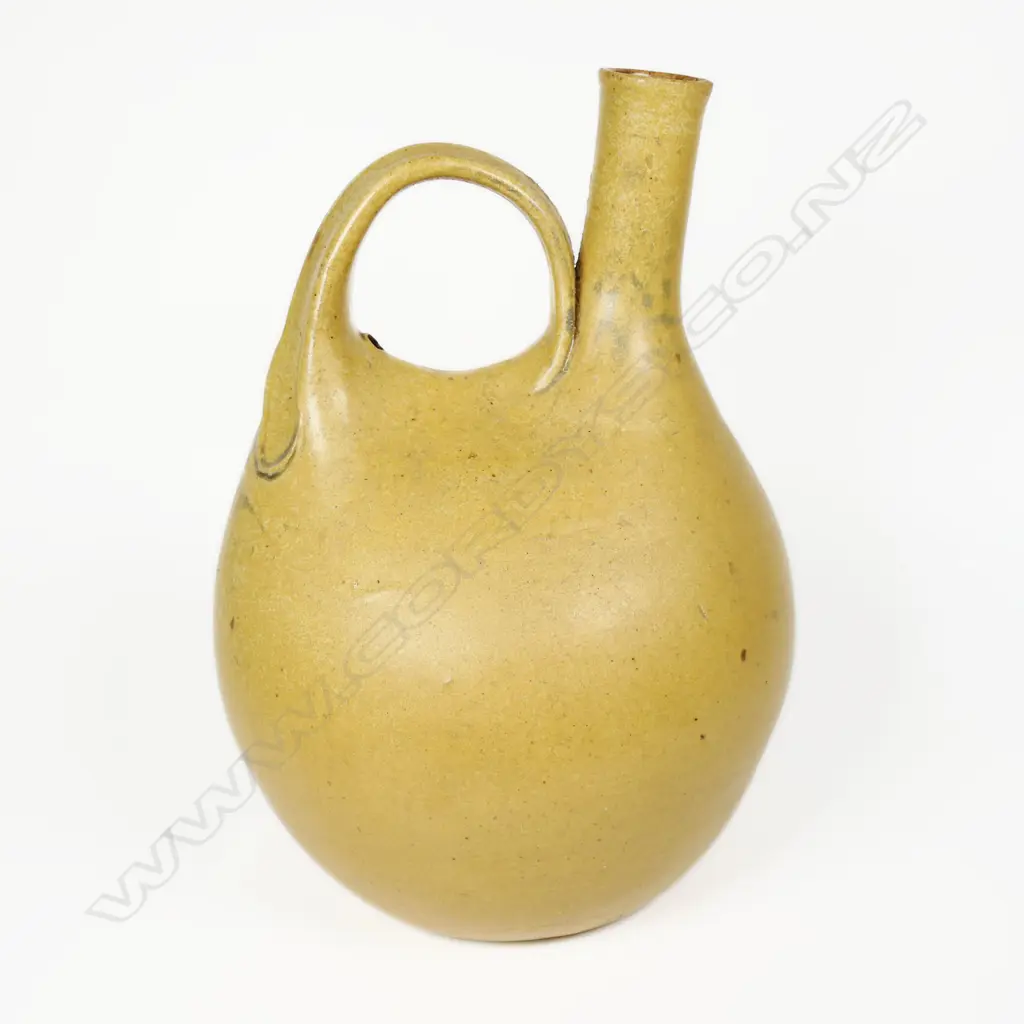 Len Castle Ceremonial Pourer Flask. Tan glaze. Small repair. H.220mm Image 1++