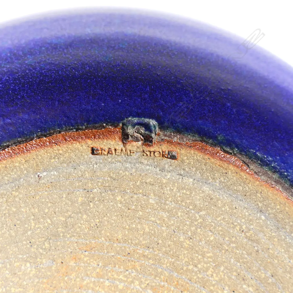 Graeme Storm Squat Spherical Vase. Green & purple blue glaze. H.170mm Image 1++