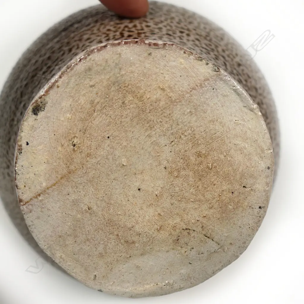 Graeme Storm Stoneware Bellarmine. Salt glazed w bearded mask panel. H.190mm. Image 1++