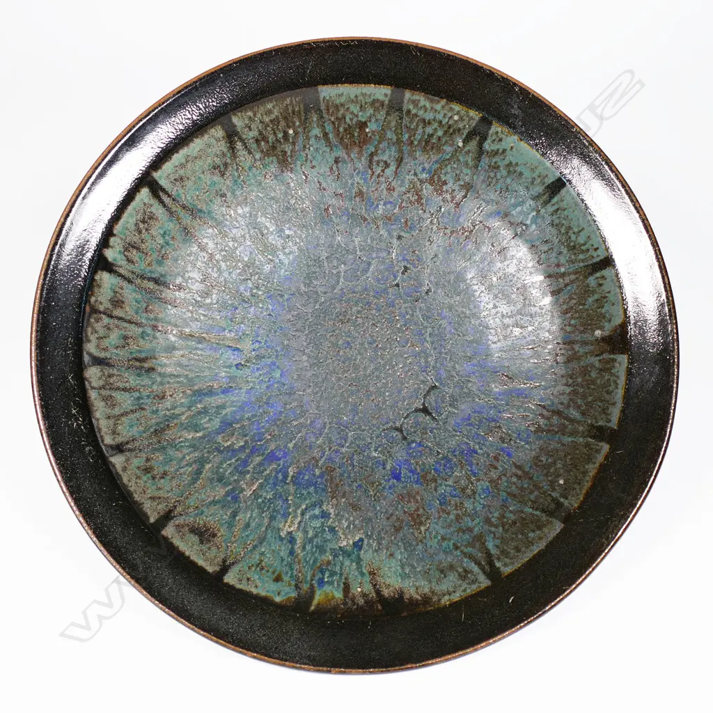 Graeme Storm Wide Footed Bowl. Tenmoko w radiating overglazed design. H.80 x DIA.370mm Image 1++