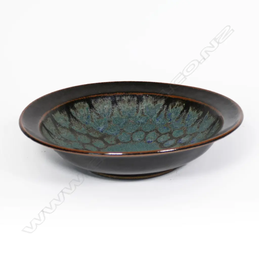 Graeme Storm Footed Bowl. Tenmoko glaze w radiating design. DIA. 275mm Image 1++