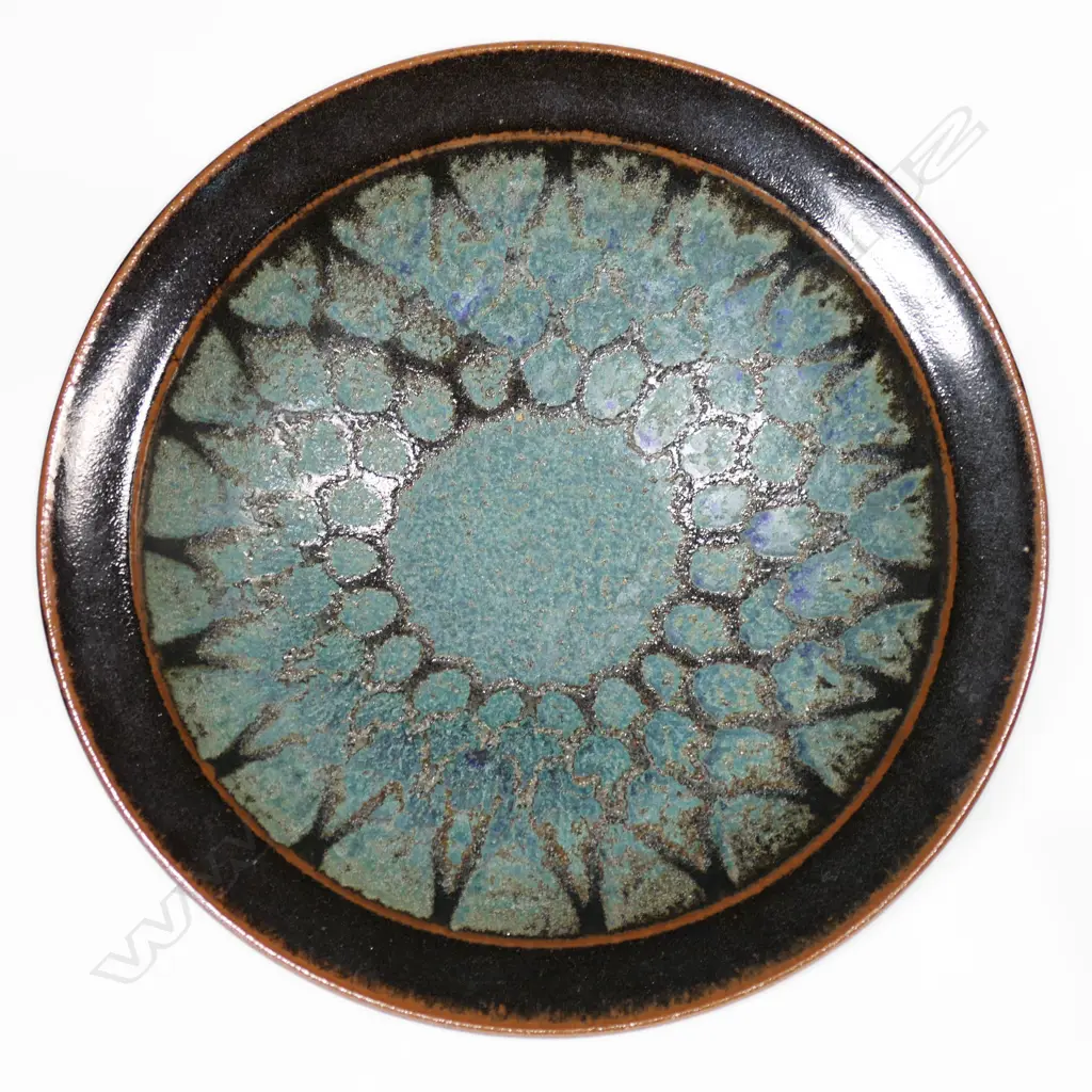 Graeme Storm Footed Bowl. Tenmoko glaze w radiating design. DIA. 275mm Image 1++