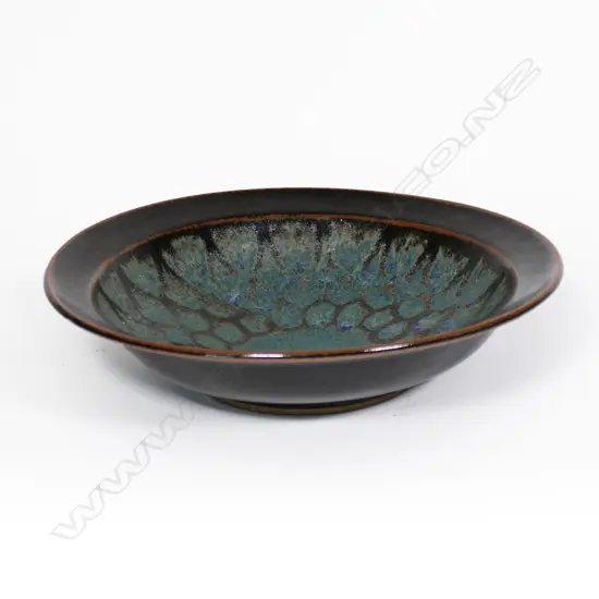 Graeme Storm Footed Bowl. Tenmoko glaze w radiating design. DIA. 275mm