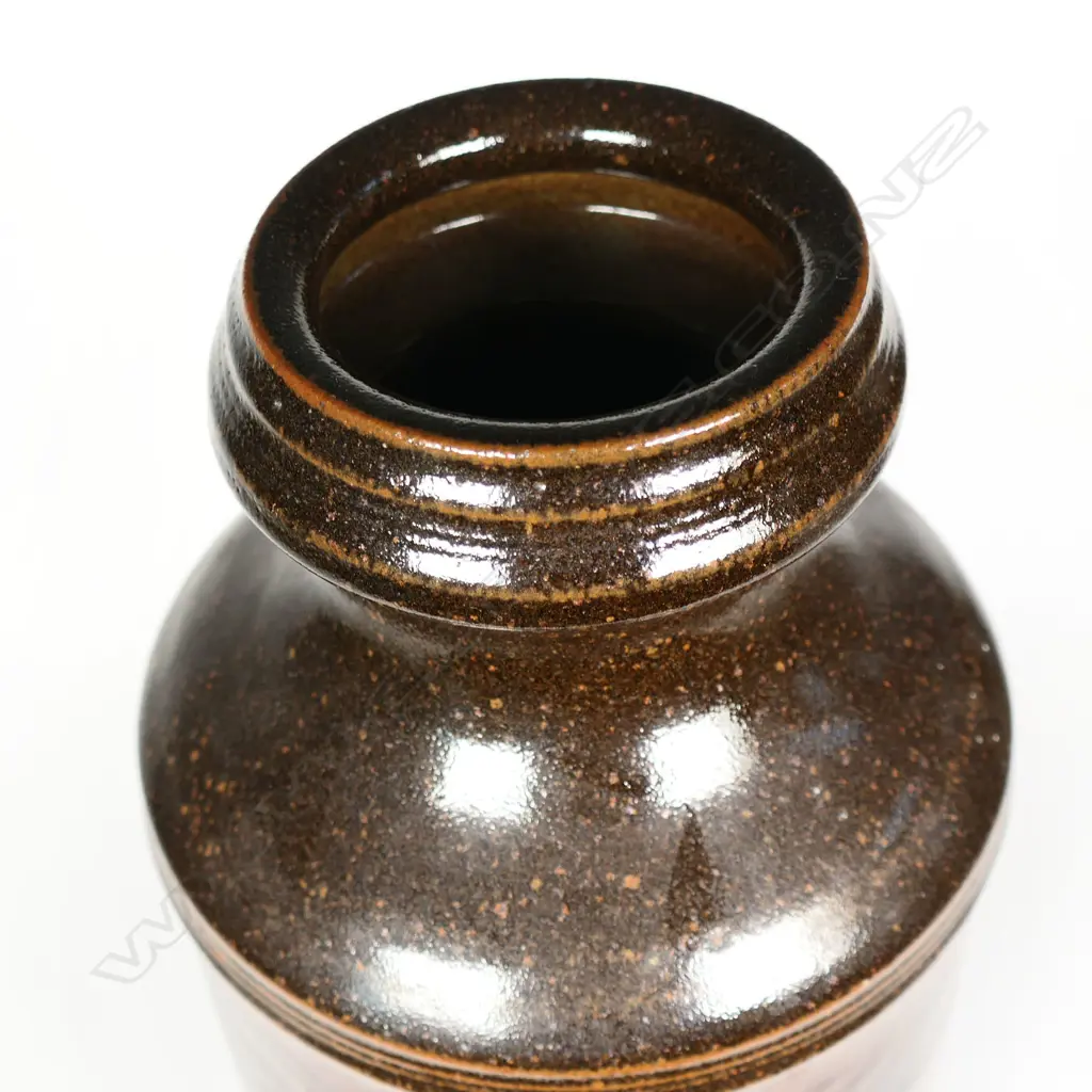 Graeme Storm Tall Cylinder Vase. Lustre glaze w wax resist decoration. H.385mm Image 1++