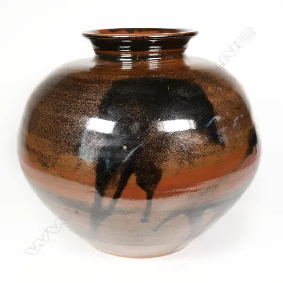 Mary Campbell Tenmoku Glazed Floor Pot. H.240mm