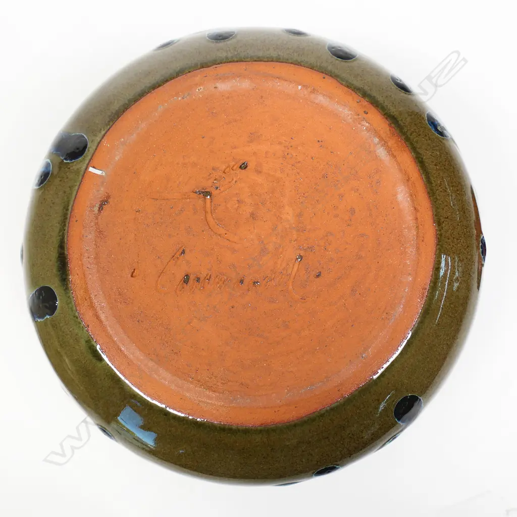 Ron Clark (Coromandel) Lidded Vessel. Distinctive rich red glaze. H.140 x 180mm Image 1++