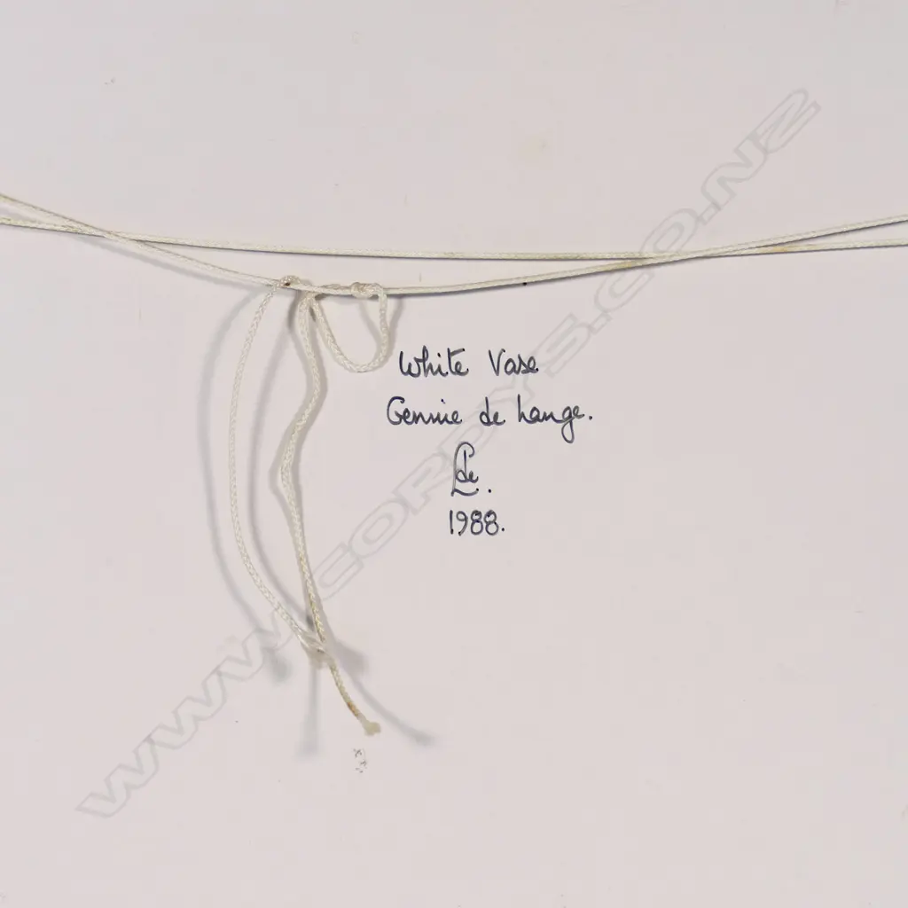 Genie de Lange 'White Vase' Tile Artwork. Signed & dated 1988 verso. 455x455mm Image 1++