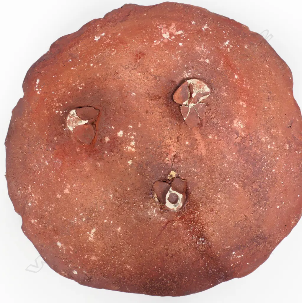 John Fuller Wide Footed Dish. Unglazed w textured surface design. Dia.360mm Image 1++