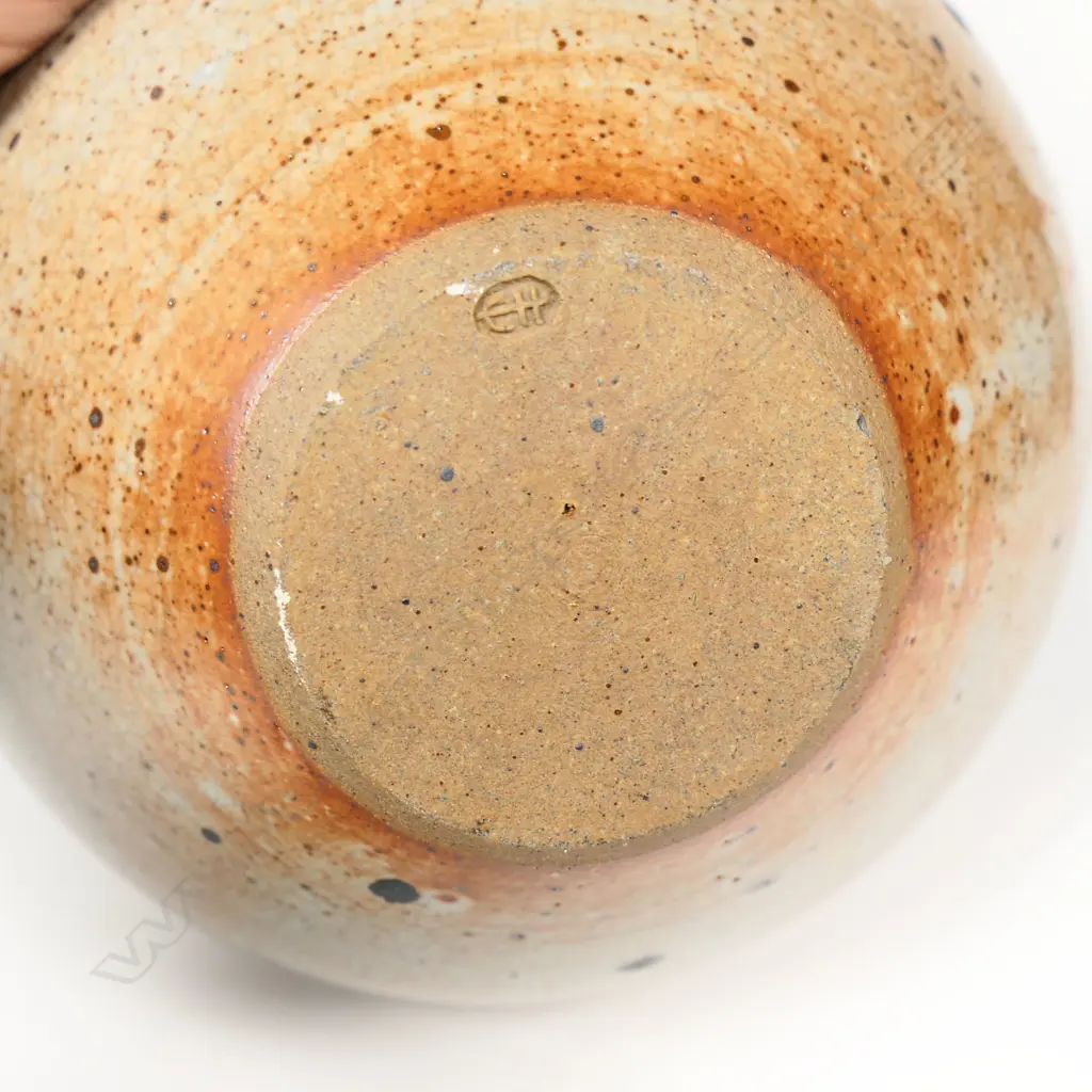 Campbell Hegan Shino Glazed Orb Vase. Potter's mark to base. H.200mm Image 1++
