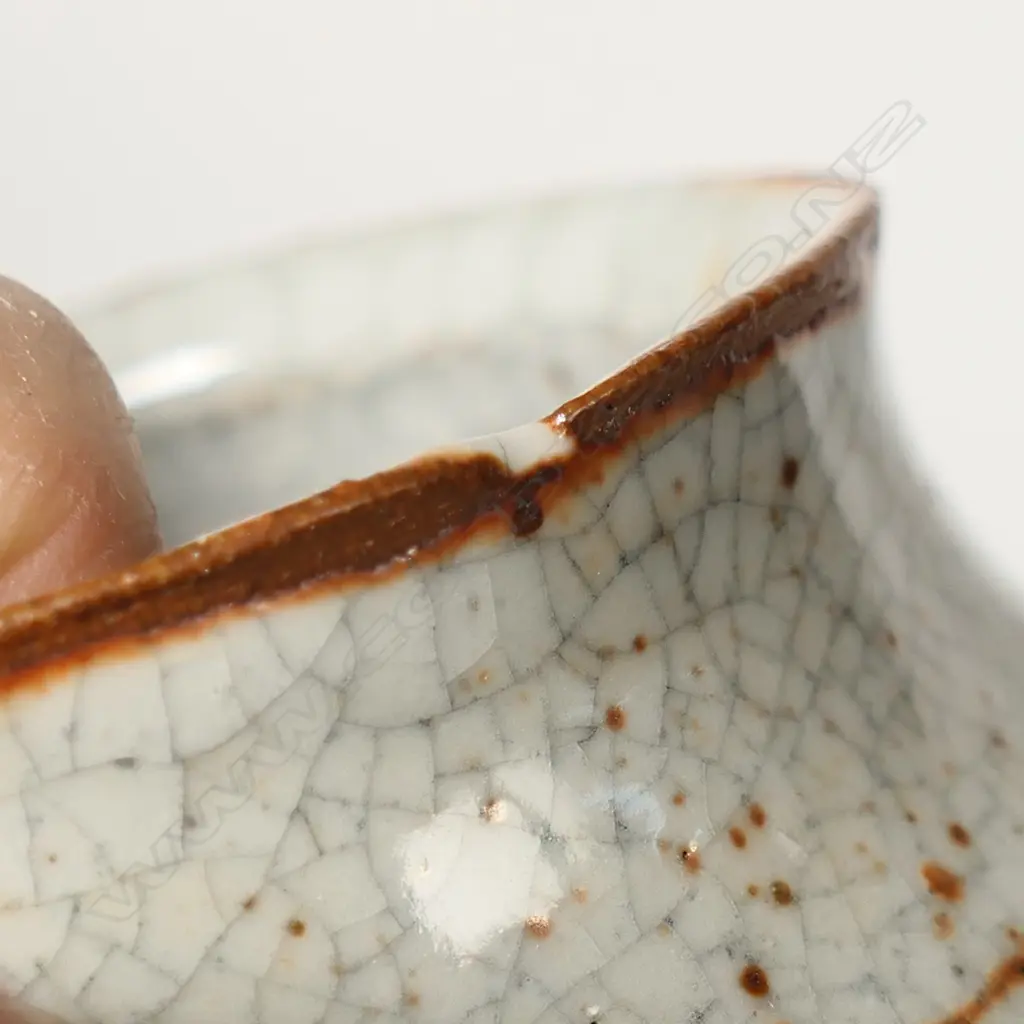Campbell Hegan Shino Glazed Orb Vase. Potter's mark to base. H.200mm Image 1++