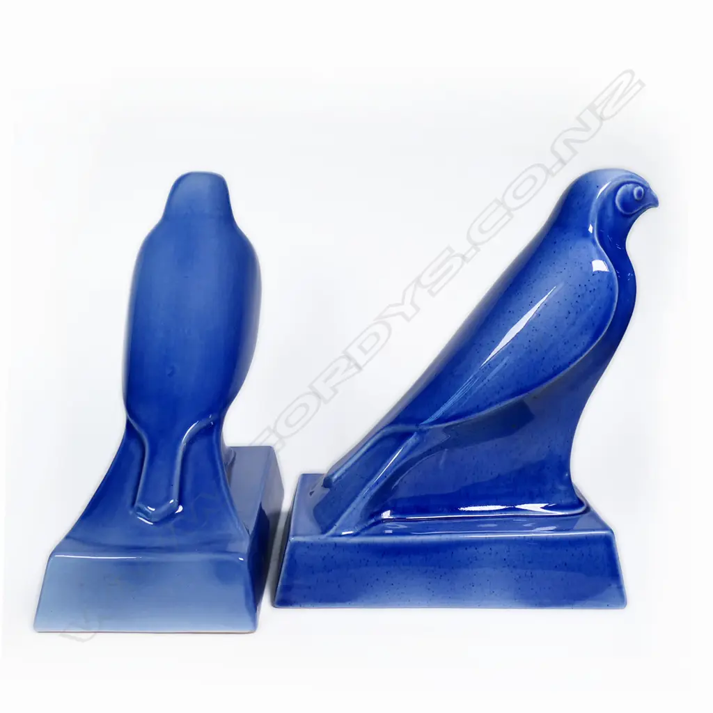 Pr Kermiko Potteries Blue Glazed Falcons. H.260mm Image 1++