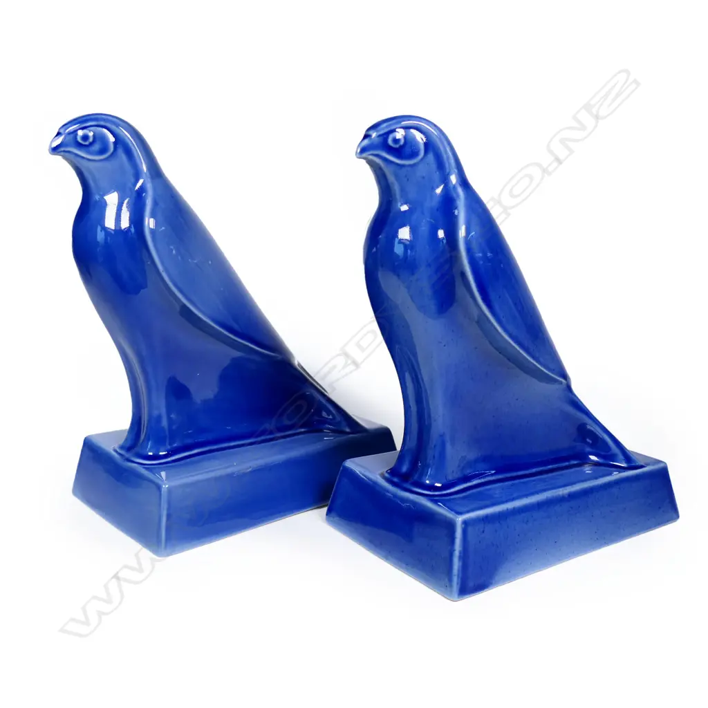 Pr Kermiko Potteries Blue Glazed Falcons. H.260mm Image 1++
