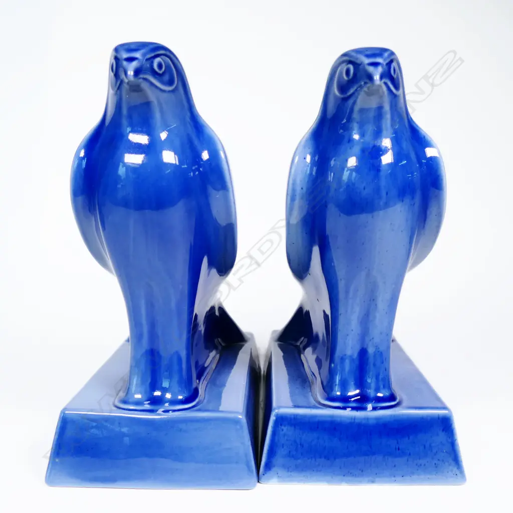 Pr Kermiko Potteries Blue Glazed Falcons. H.260mm Image 1++
