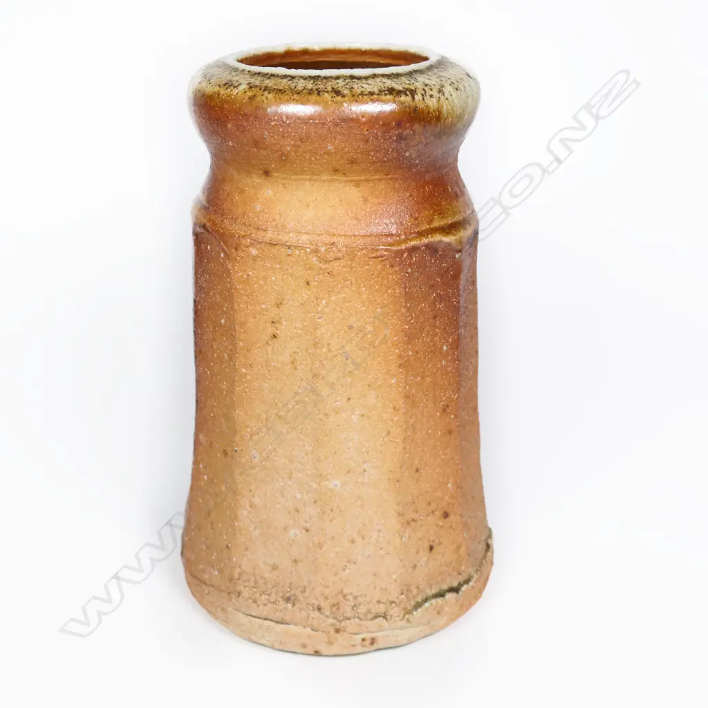 Bruce Martin (1925-2023) Anagama Fired Vase. Faceted sides. Potter's mark to base. H.195mm Image 1++
