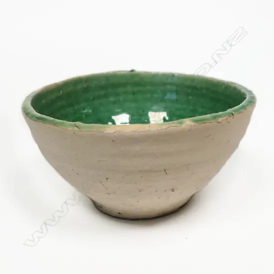 Martin Poppelwell Green Glazed Interior Bowl. Painted potter's mark to base. Dia,125mm.