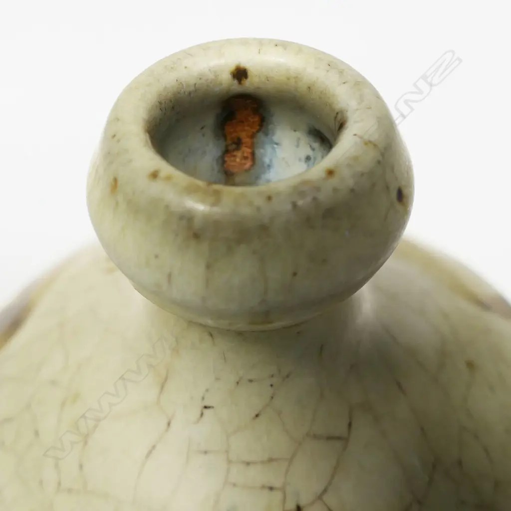 Warren Tippet Ovoid Specimen Vase. Brushed decoration on pale ground. Potter's mark. H.165mm. Image 1++