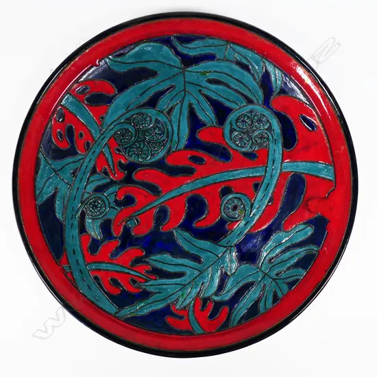 Keum Sun Lee/Sang Sool Shim Large Ceramic Platter. Red
