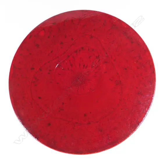 Keum Sun Lee/ Sang Sool Shim Footed Platter. Sang-de-boeuf glaze. Dia.400mm