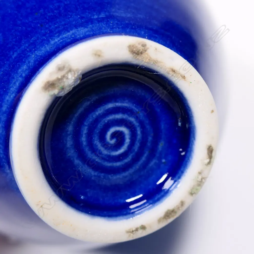 Keum Sun Lee/ Sang Sool Shim Bottle Form. Blue glazed porcelain w silver detail. H.220mm Image 1++