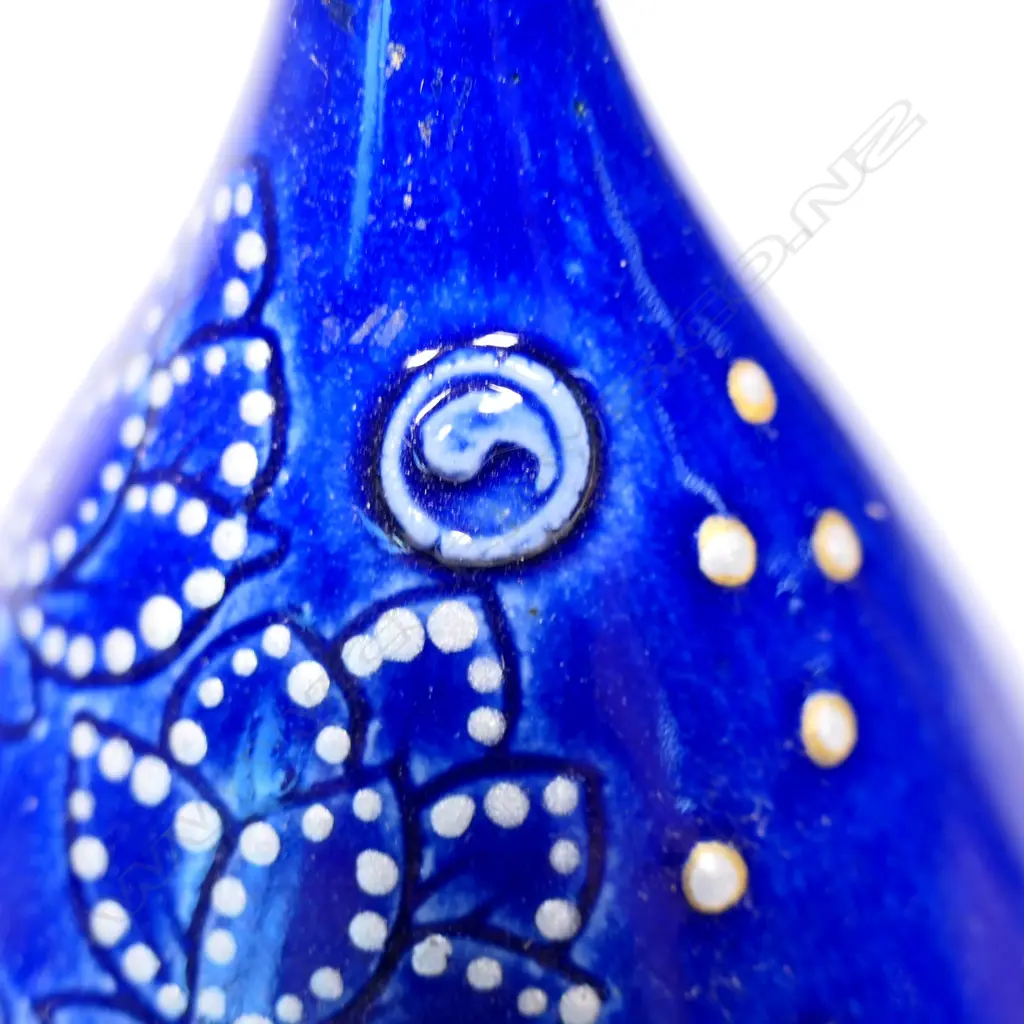 Keum Sun Lee/ Sang Sool Shim Bottle Form. Blue glazed porcelain w silver detail. H.220mm Image 1++
